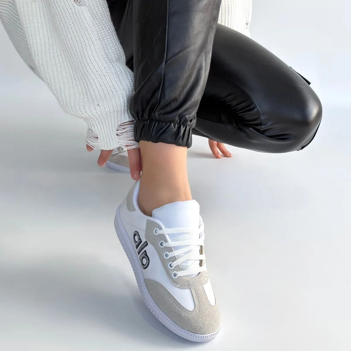 Erbilden Lendo Beyaz Cilt Bağcıklı Kadın Spor Ayakkabı