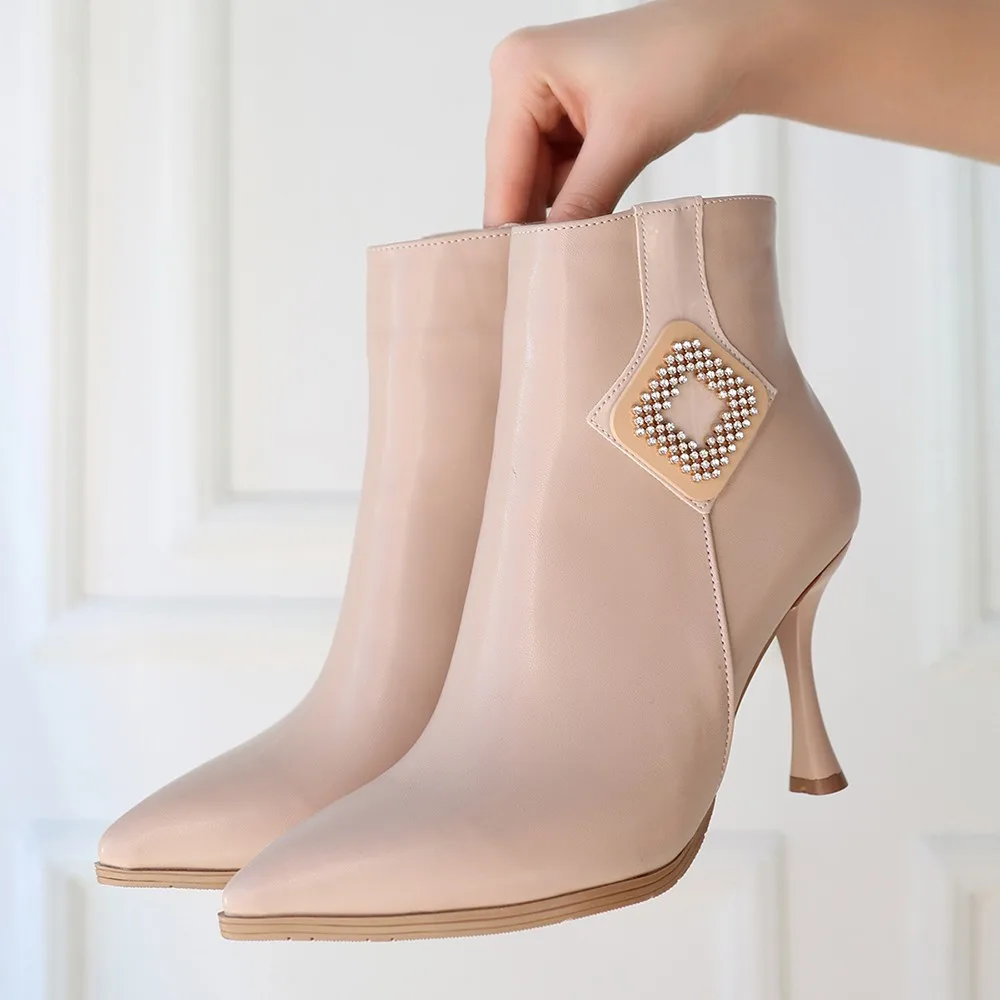 Erbilden Moose Nude Cilt Topuklu Bot 9 CM