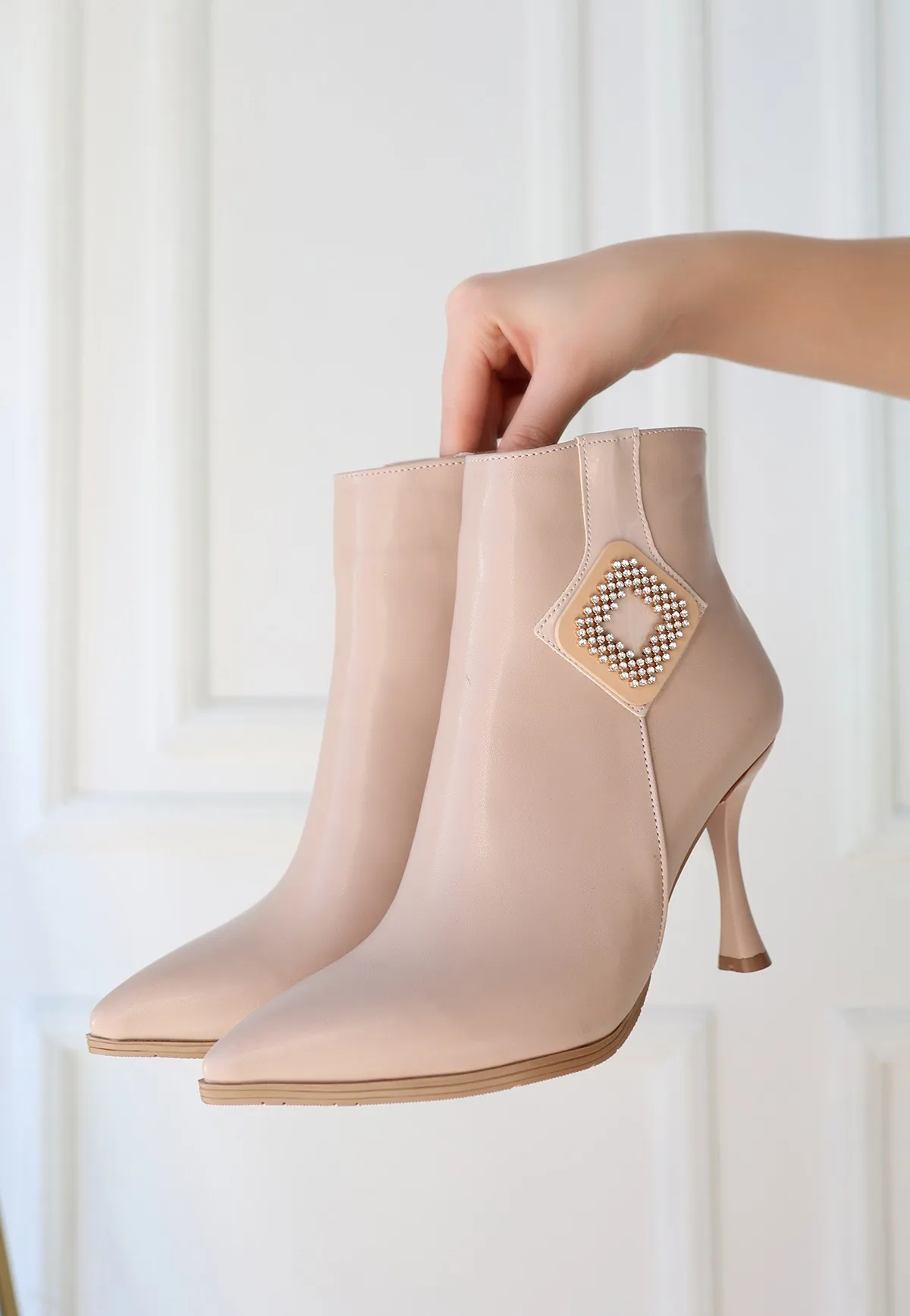 Erbilden Moose Nude Cilt Topuklu Bot 9 CM