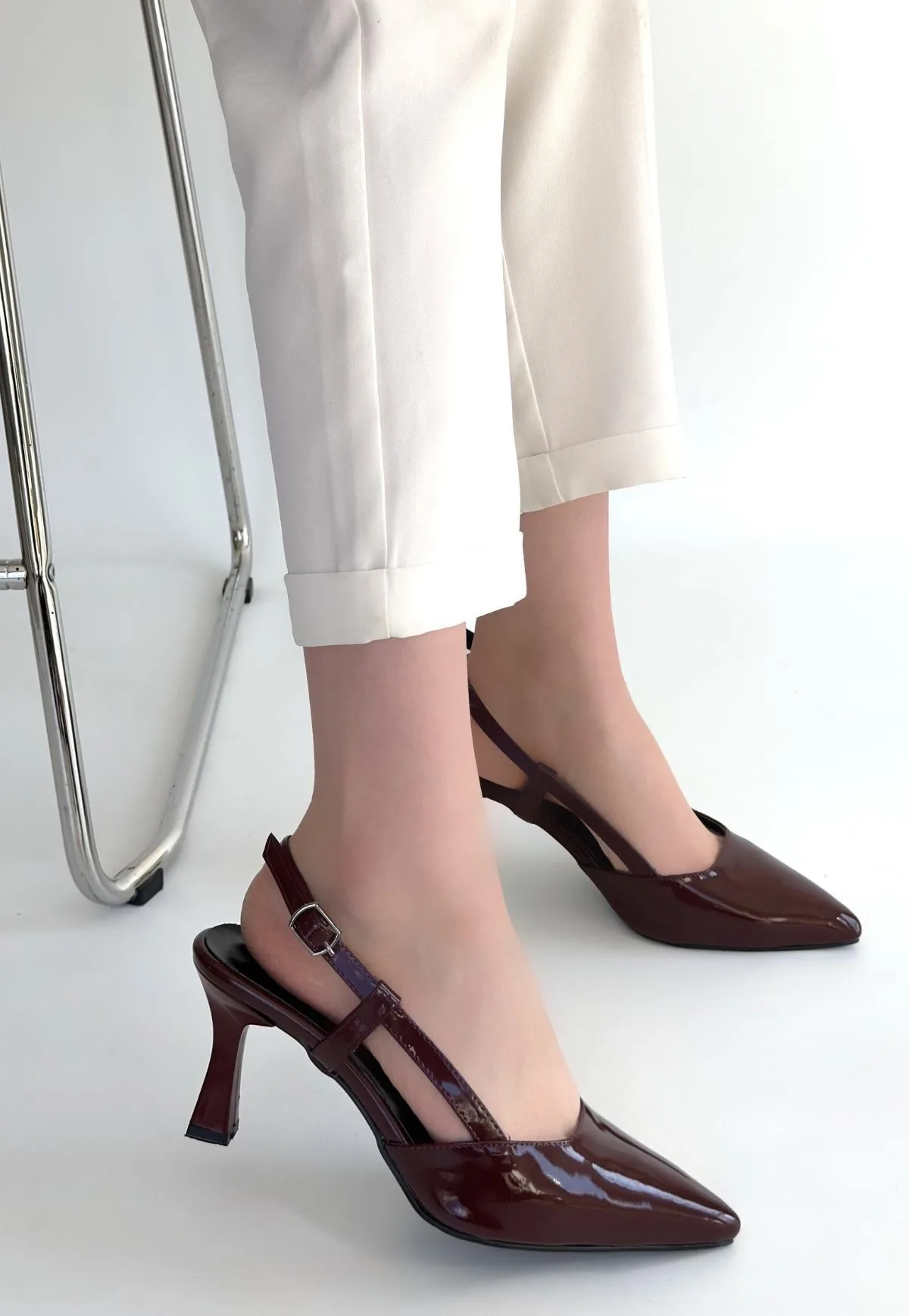 Hoost Bordo Rugan Topuklu Ayakkabı 7.5 cm Erbilden