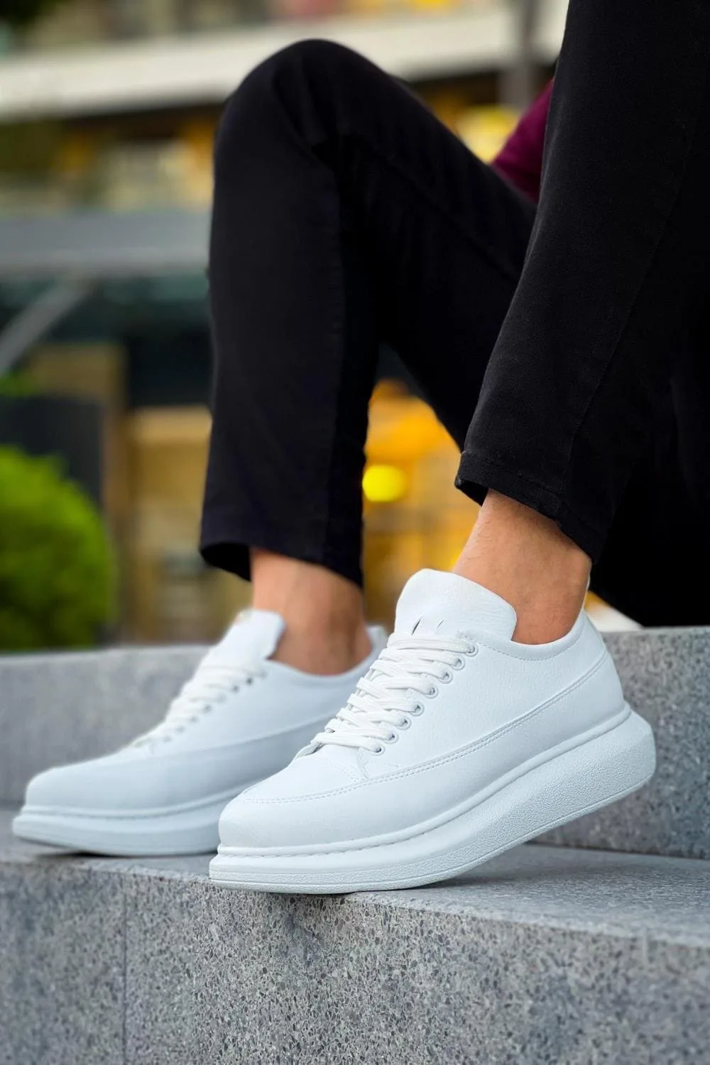 Joy Axel Bağcıklı Cilt Erkek Günlük Sneaker Ayakkabı Beyaz