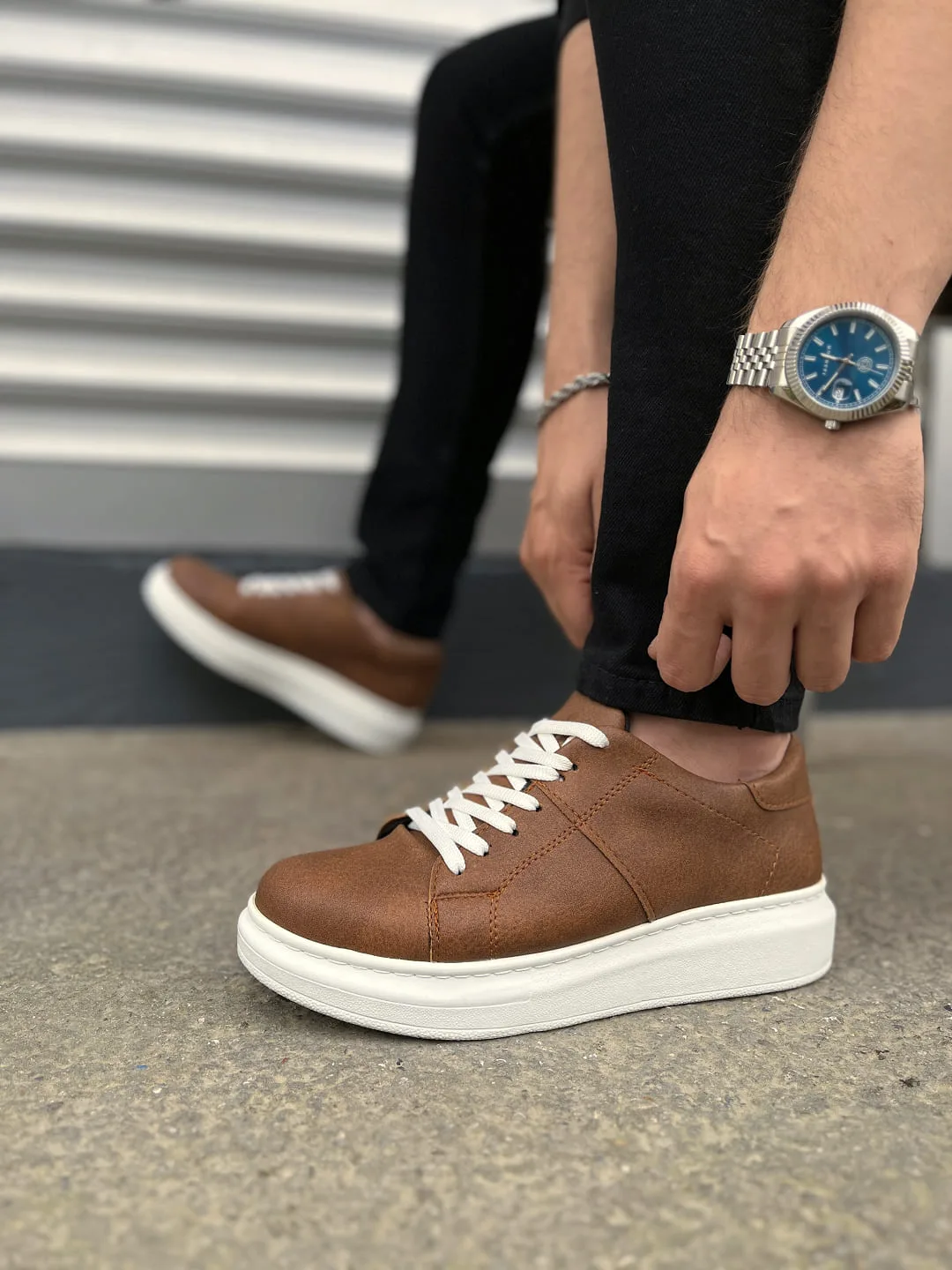 Joy Man Boost Bağcıklı Cilt Erkek Günlük Sneaker Ayakkabı Taba