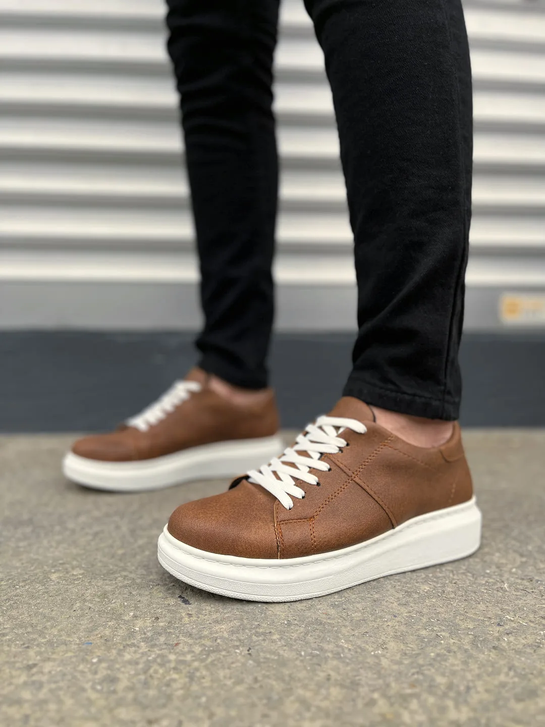 Joy Man Boost Bağcıklı Cilt Erkek Günlük Sneaker Ayakkabı Taba
