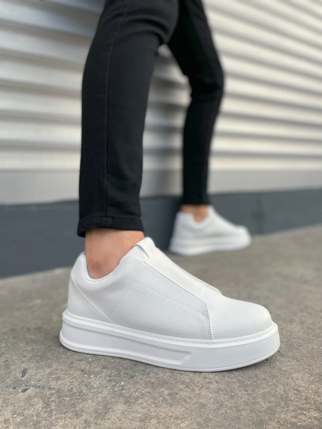 Joy Man JY007 Alba Bağcıksız Cilt Erkek Günlük Sneaker Ayakkabı Beyaz