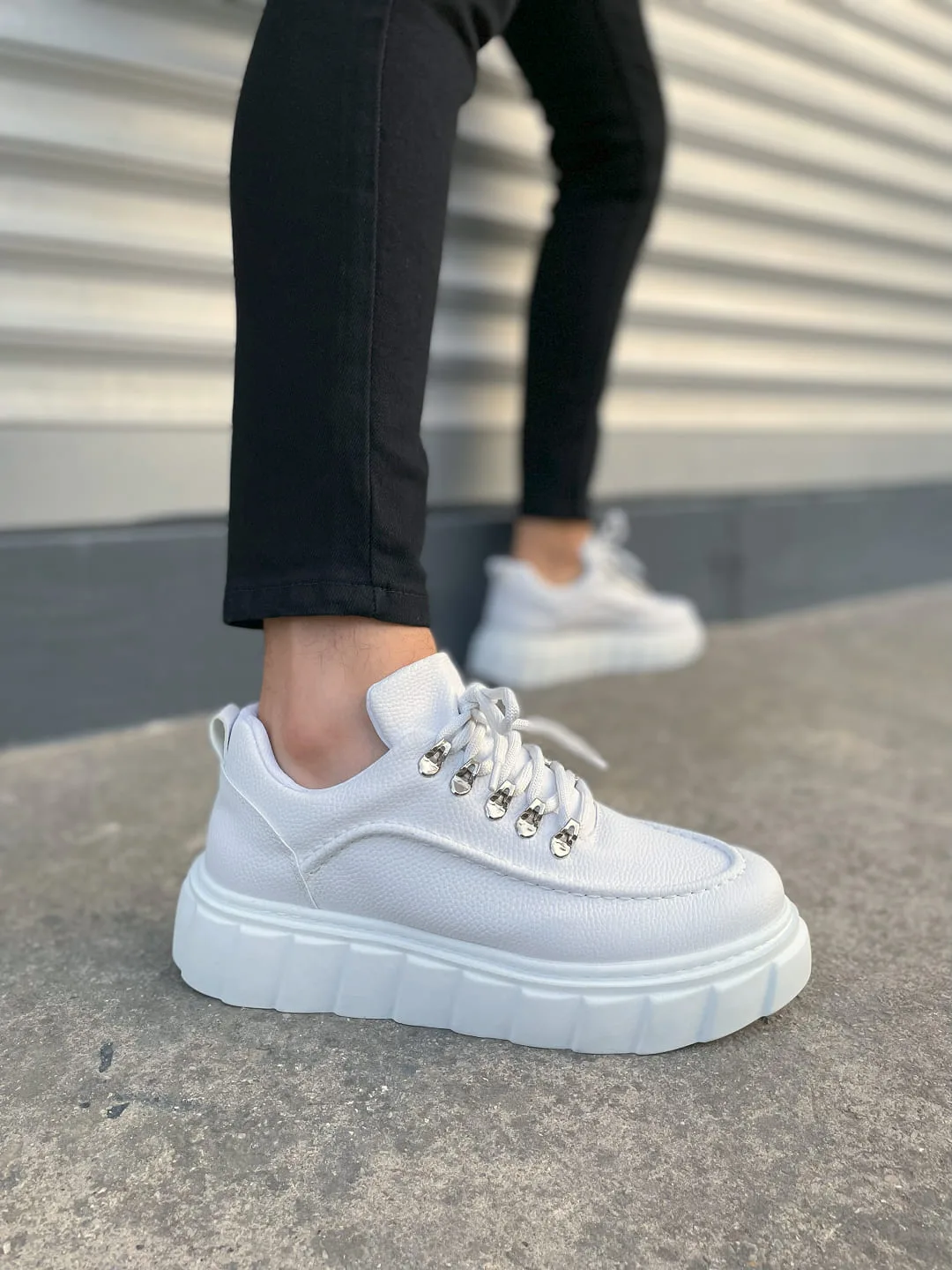 Joy Man JY010 Cloud Bağcıklı Cilt Erkek Günlük Sneaker Ayakkabı Beyaz