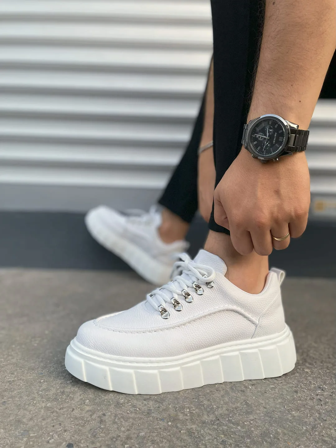 Joy Man JY010 Cloud Bağcıklı Cilt Erkek Günlük Sneaker Ayakkabı Beyaz