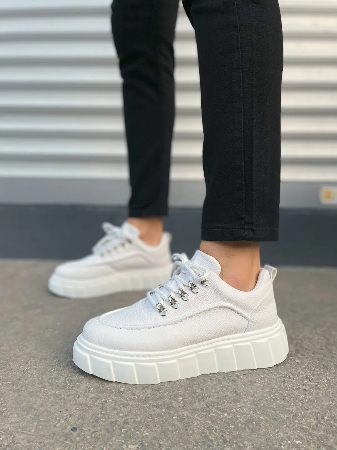 Joy Man JY010 Cloud Bağcıklı Cilt Erkek Günlük Sneaker Ayakkabı Beyaz
