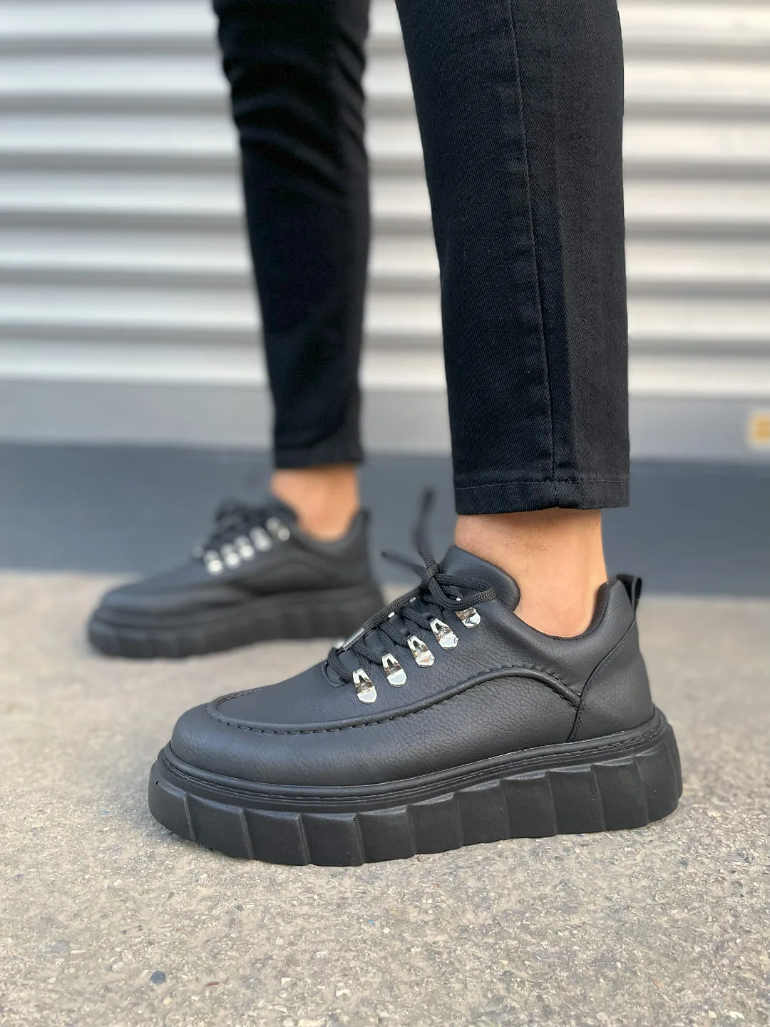 Joy Man JY010 Cloud Bağcıklı Cilt Erkek Günlük Sneaker Ayakkabı Siyah