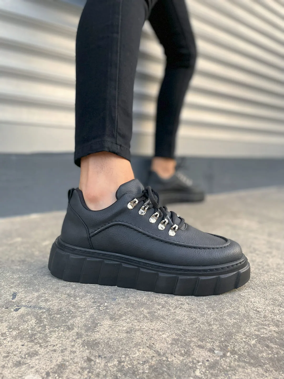 Joy Man JY010 Cloud Bağcıklı Cilt Erkek Günlük Sneaker Ayakkabı Siyah