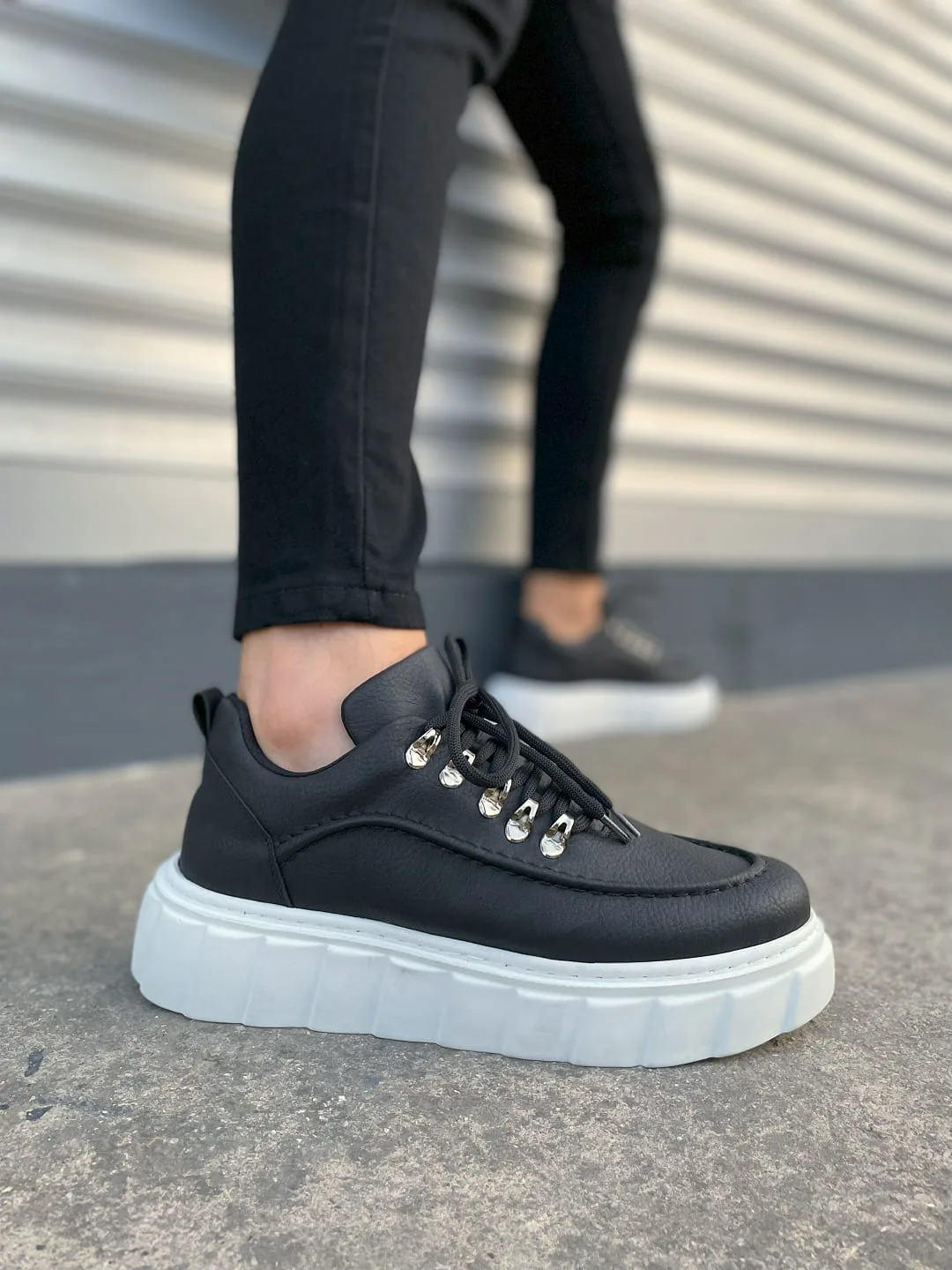 Joy Man JY010 Cloud Bağcıklı Cilt Erkek Günlük Sneaker Siyah