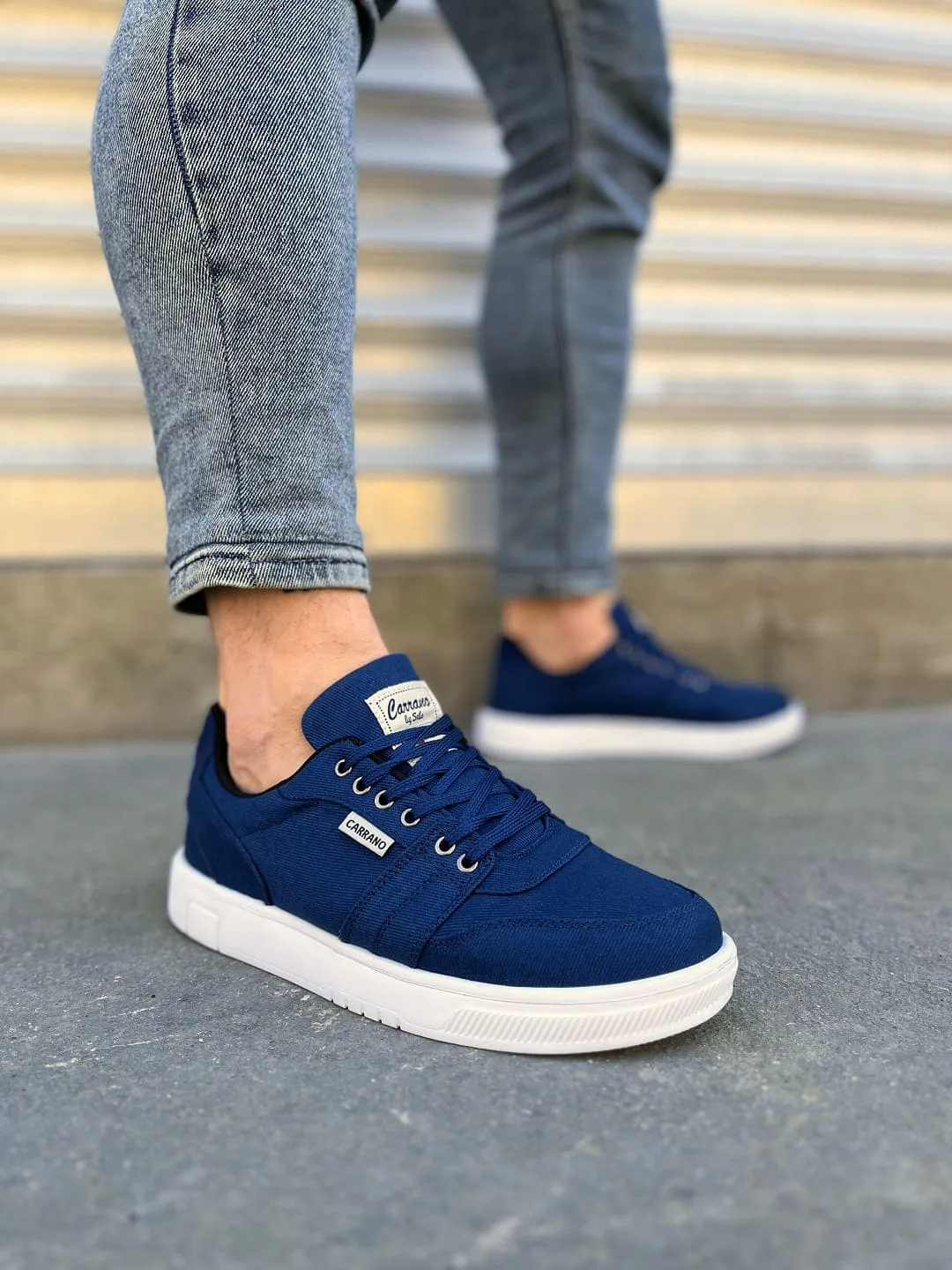 Joy Man JY0118 REX Bağcıklı Keten Erkek Günlük Sneaker Ayakkabı Lacivert