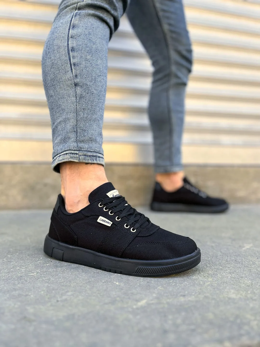 Joy Man JY0118 REX Bağcıklı Keten Erkek Günlük Sneaker Ayakkabı Siyah