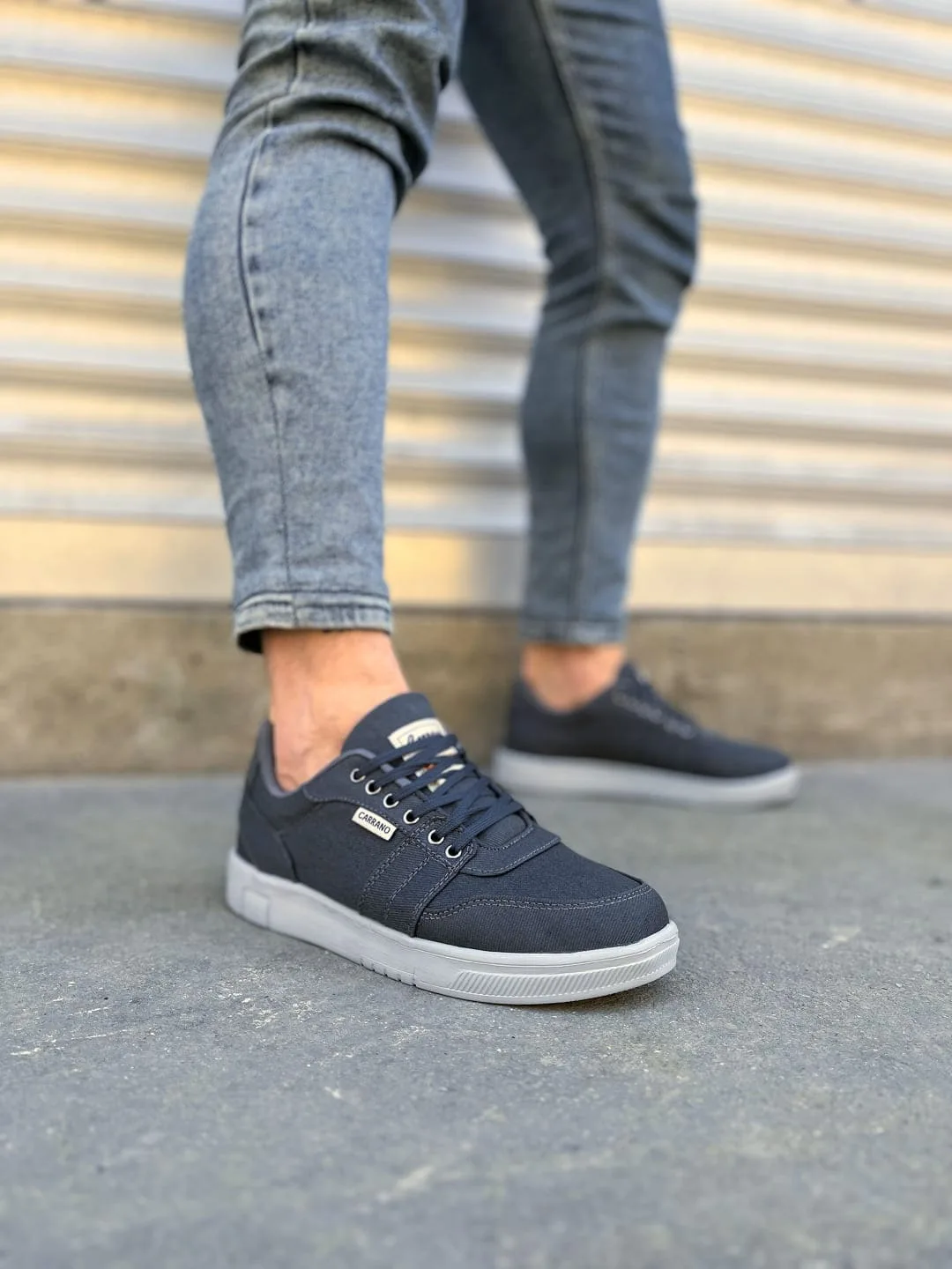 Joy Man JY0118 REX Bağcıklı Keten Erkek Günlük Sneaker Füme