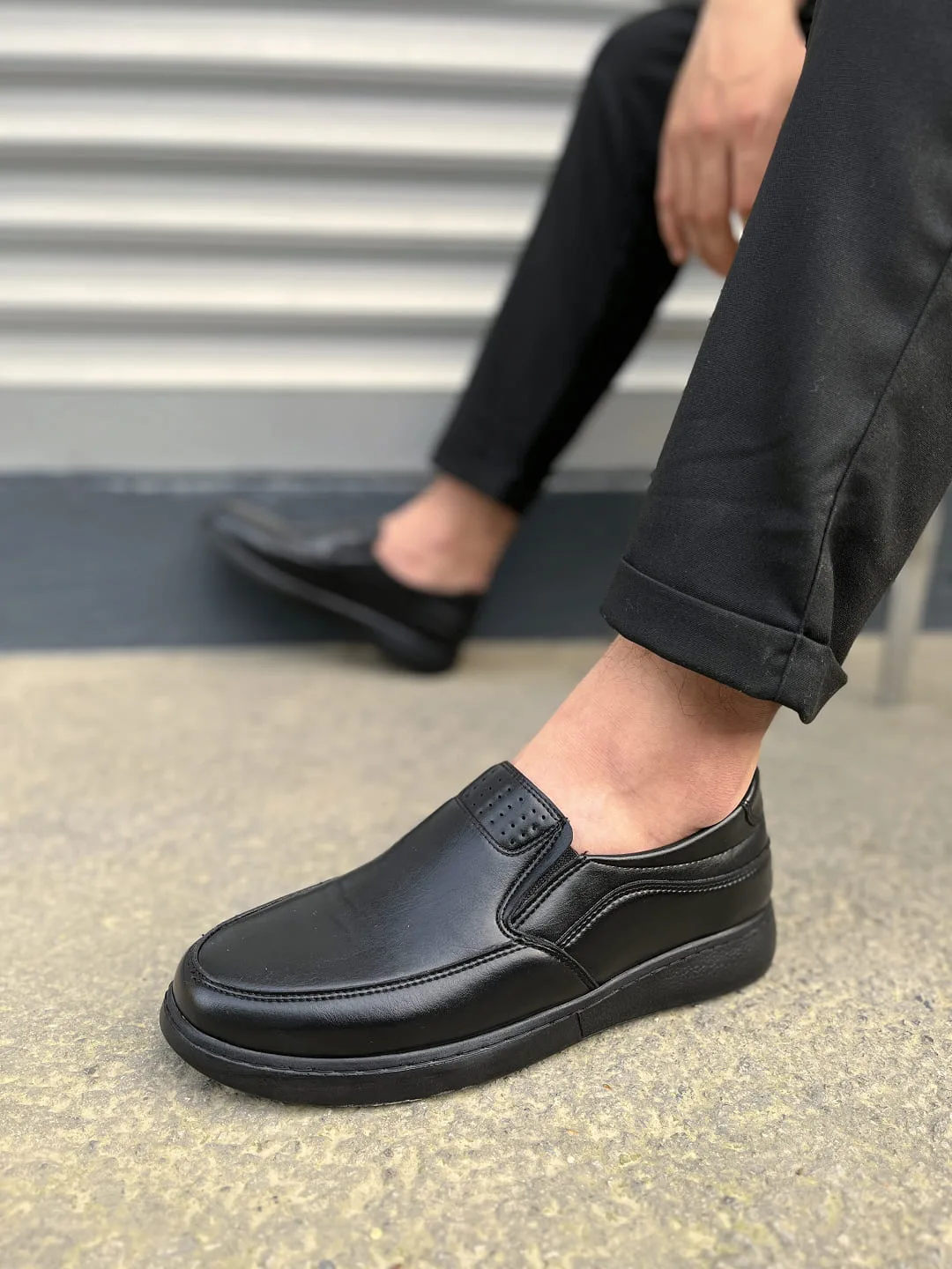 Joy Man JY0410 Classique Bağcıksız Cilt Erkek Günlük Klasik Ayakkabı Siyah