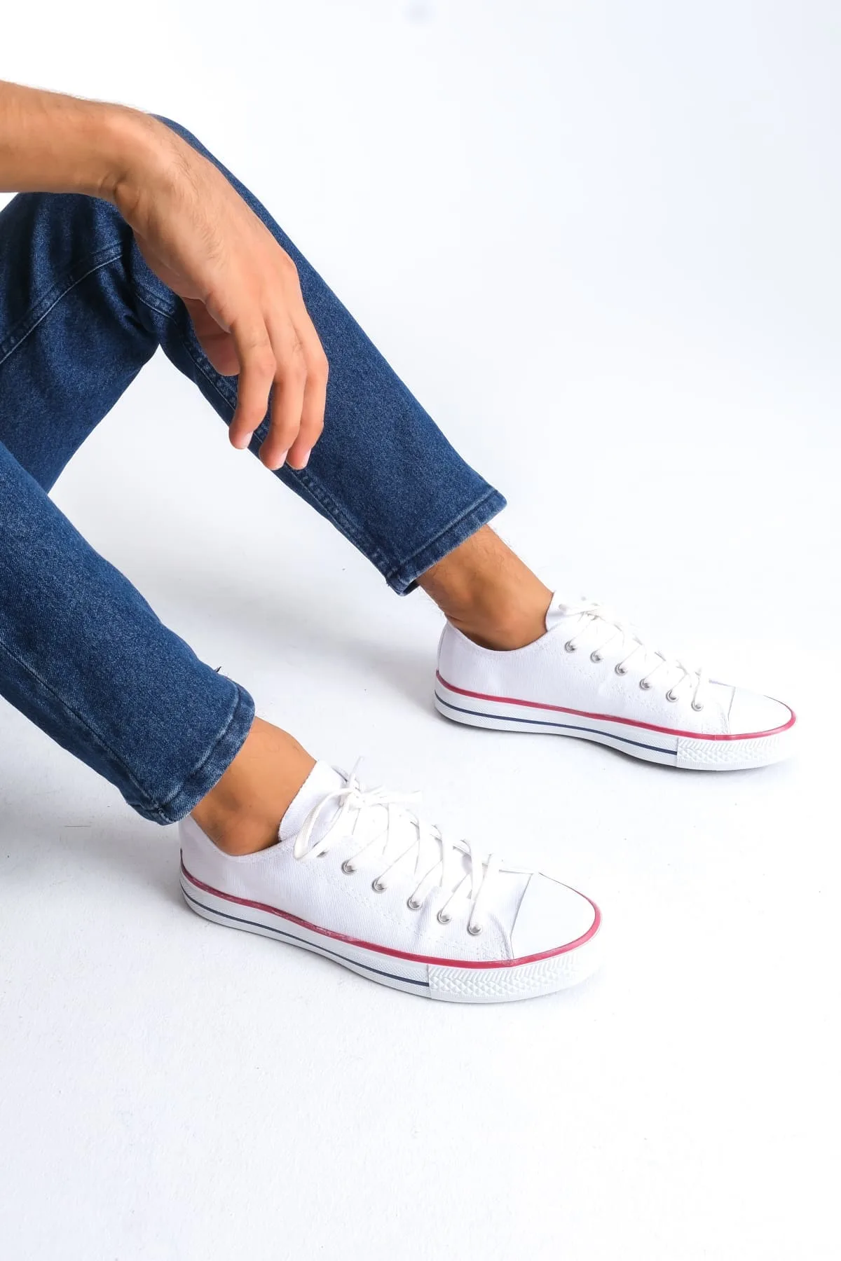 Joy Man JY0422 Luke Bağcıklı Keten Erkek Günlük Sneaker Ayakkabı Beyaz