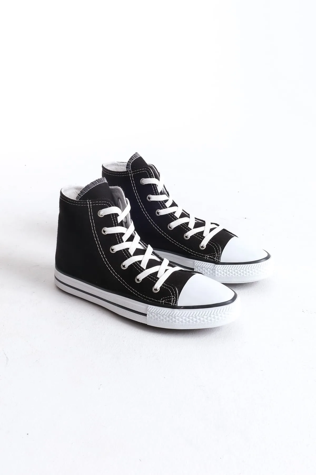 Joy Man JY0423 AXE Bağcıklı Keten Erkek Bilekli Sneaker Ayakkabı Siyah