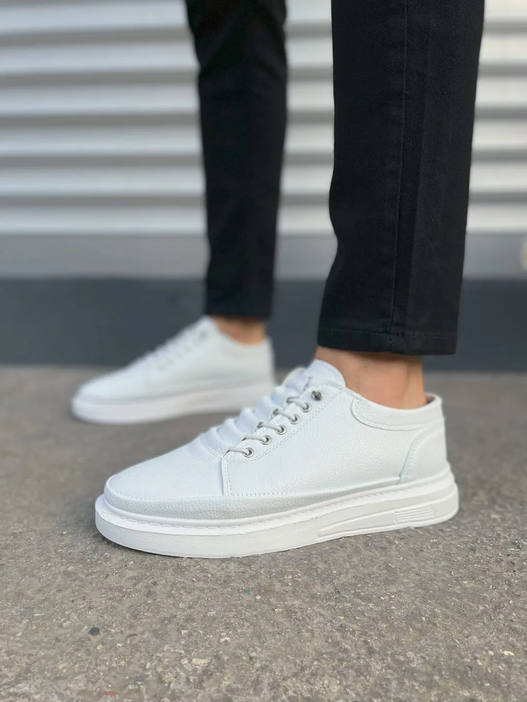 Joy Man JY0535 Prime Bağcıklı Cilt Erkek Günlük Sneaker Ayakkabı Beyaz