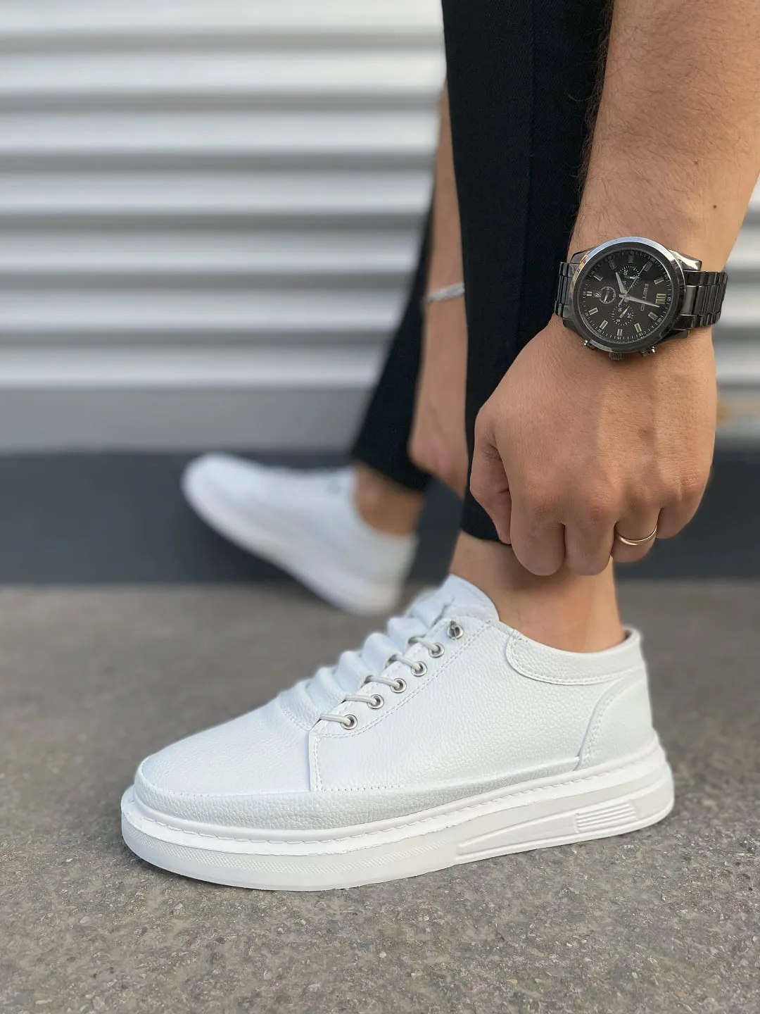 Joy Man JY0535 Prime Bağcıklı Cilt Erkek Günlük Sneaker Ayakkabı Beyaz