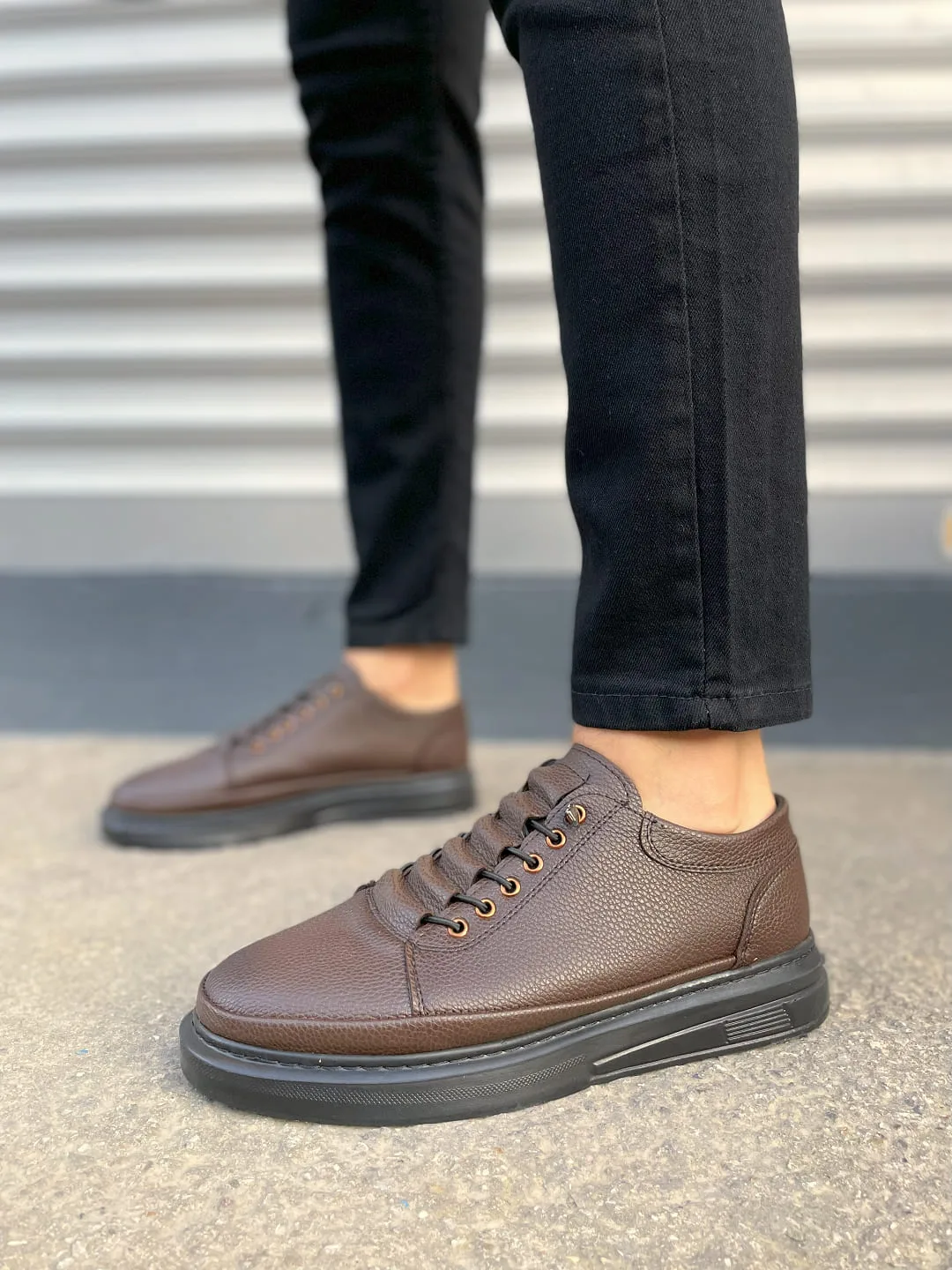 Joy Man JY0535 Prime Bağcıklı Cilt Erkek Günlük Sneaker Ayakkabı Kahverengi