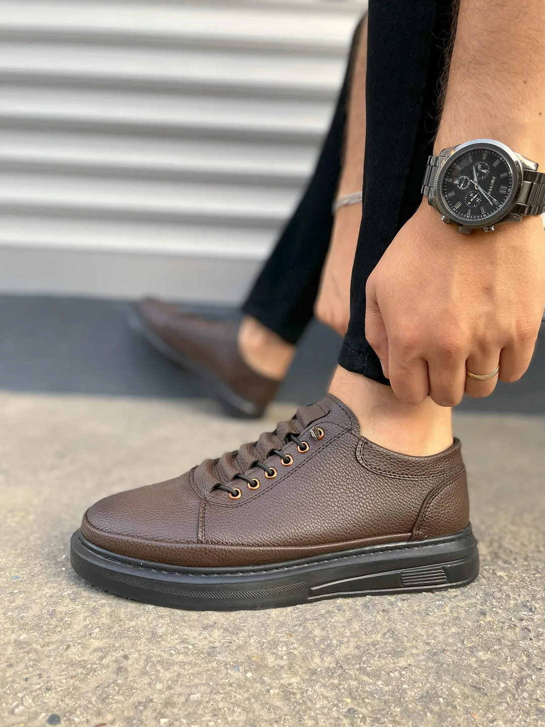 Joy Man JY0535 Prime Bağcıklı Cilt Erkek Günlük Sneaker Ayakkabı Kahverengi