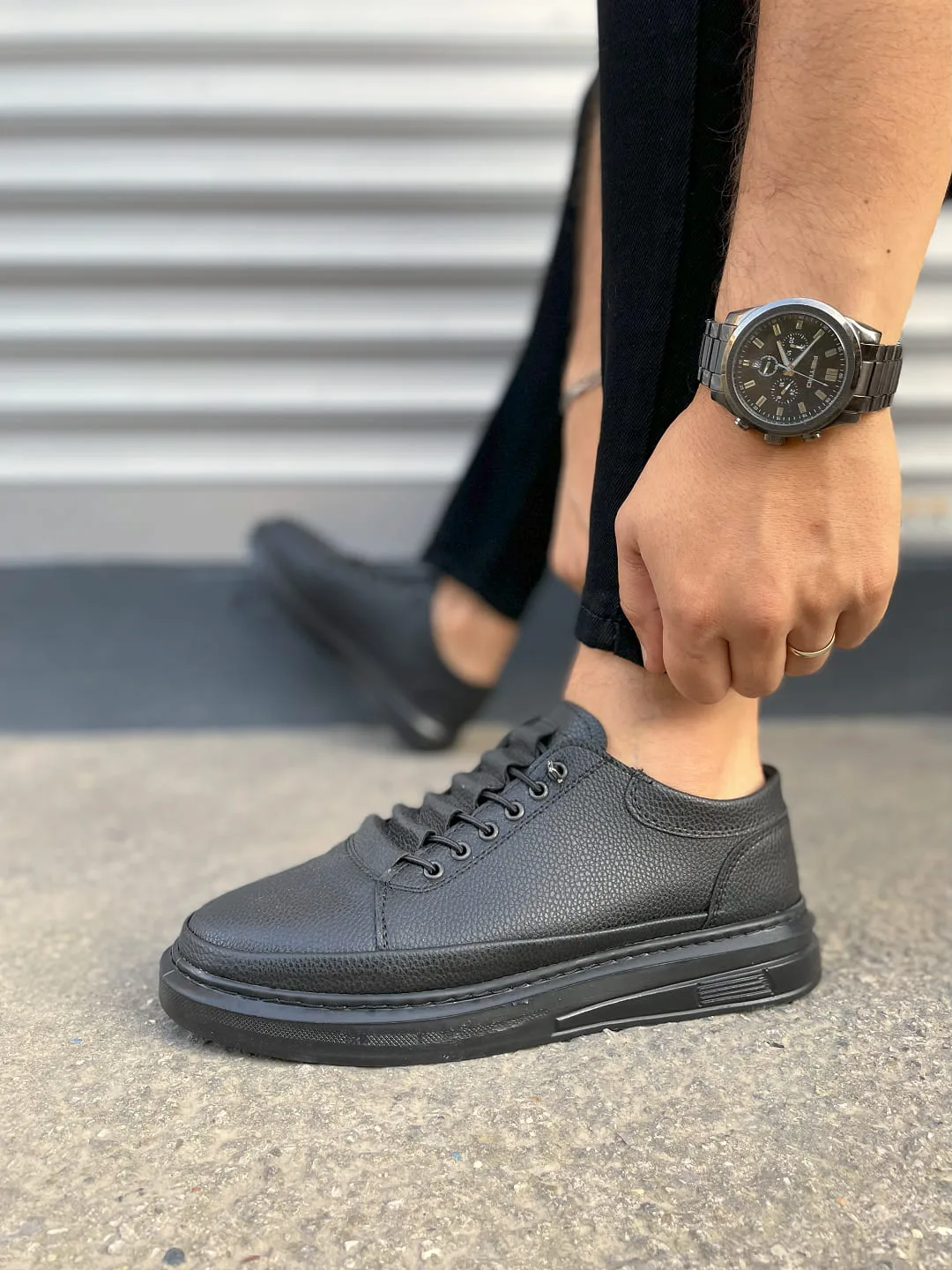 Joy Man JY0535 Prime Bağcıklı Cilt Erkek Günlük Sneaker Ayakkabı Siyah