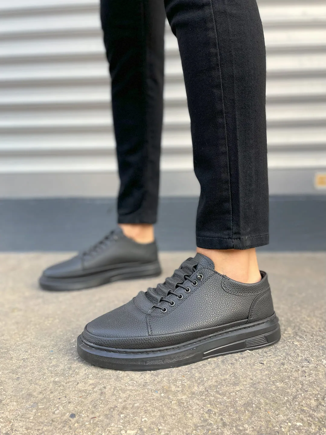 Joy Man JY0535 Prime Bağcıklı Cilt Erkek Günlük Sneaker Ayakkabı Siyah
