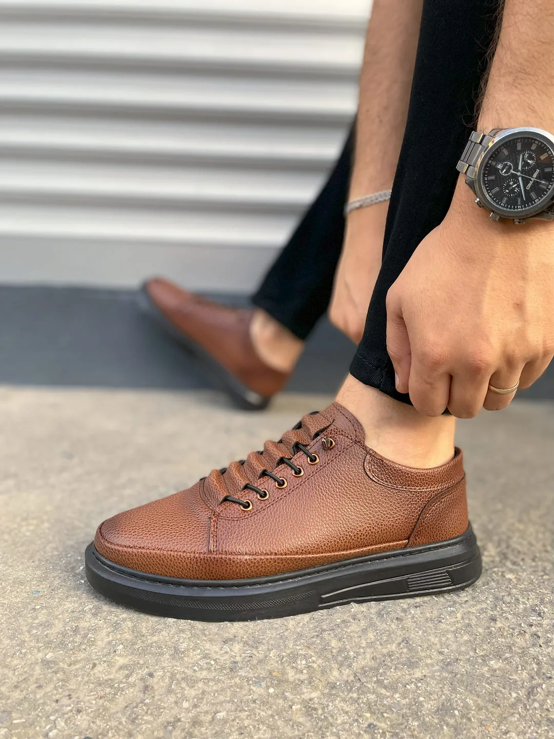 Joy Man JY0535 Prime Bağcıklı Cilt Erkek Günlük Sneaker Ayakkabı Taba