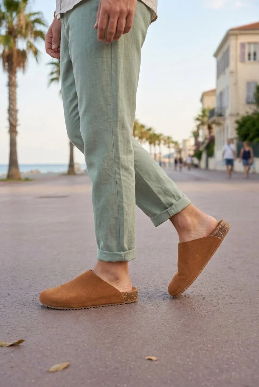 Joy Man JY0556 Raven Bağcıksız Hakiki Süet Deri Mantar Taban Loafer Erkek Ayakkabı Taba