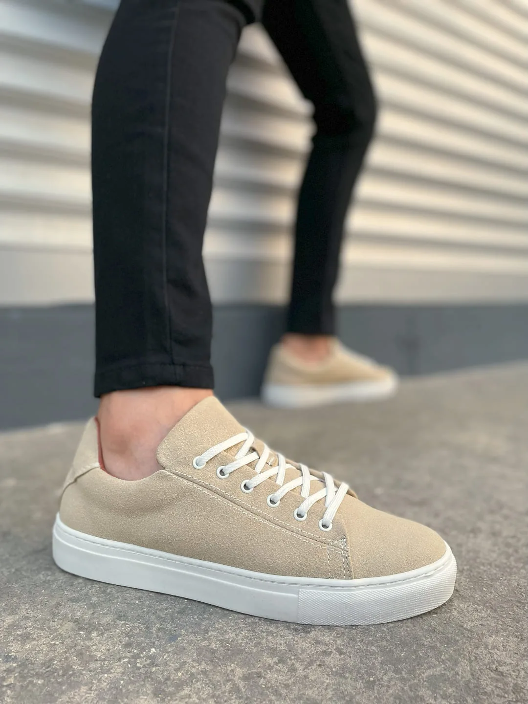 Joy Man JY122 Mode Bağcıklı Süet Erkek Günlük Sneaker Ayakkabı Bej