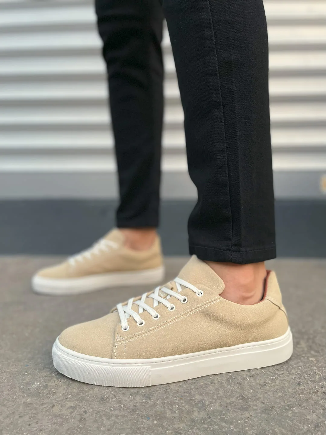Joy Man JY122 Mode Bağcıklı Süet Erkek Günlük Sneaker Ayakkabı Bej