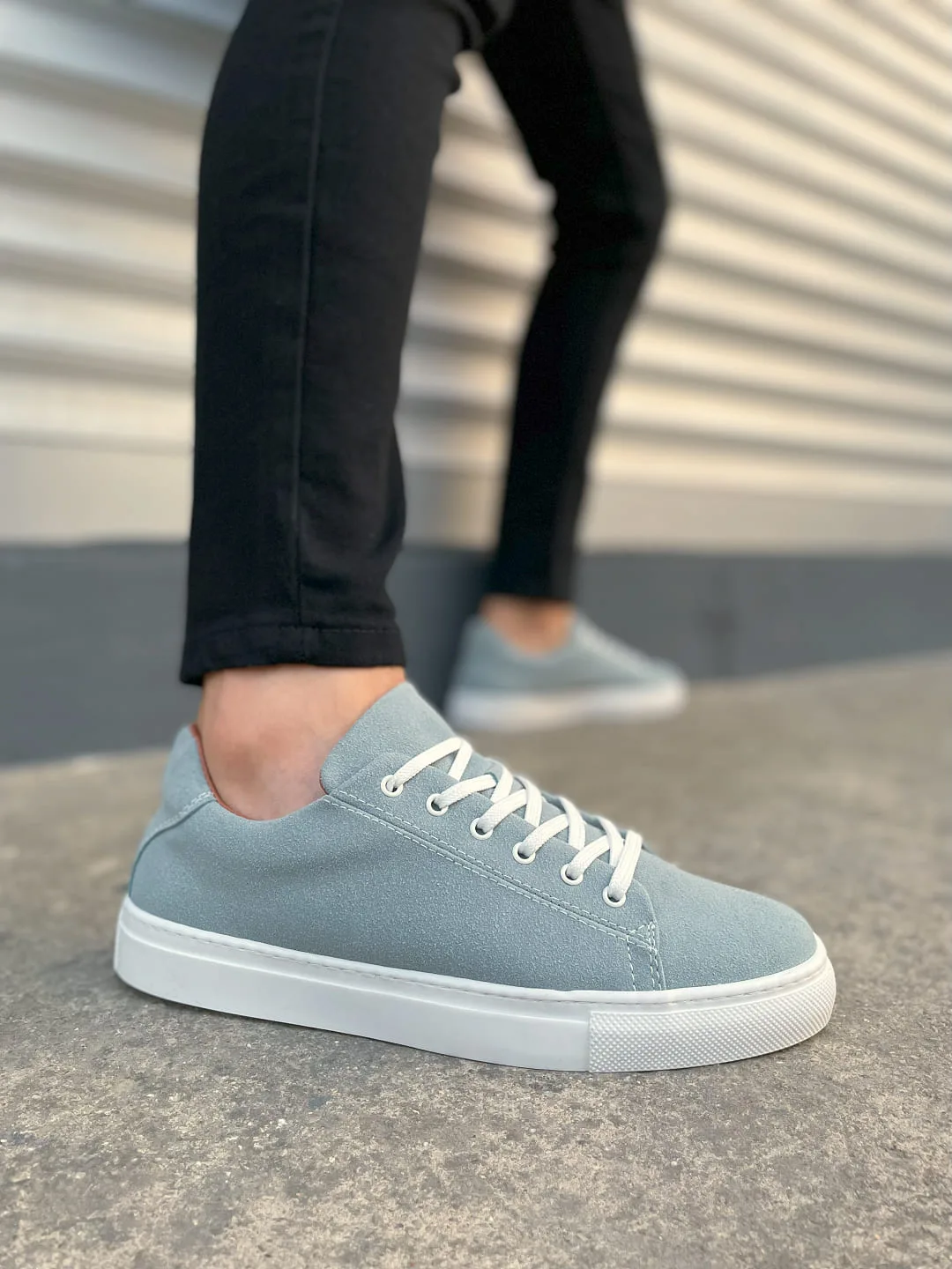 Joy Man JY122 Mode Bağcıklı Süet Erkek Günlük Sneaker Ayakkabı Mavi
