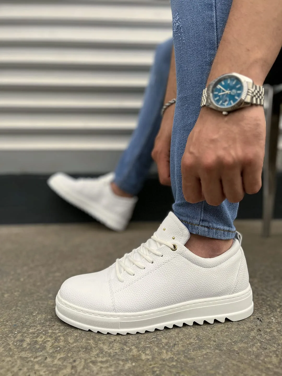 Joy Man JY152 CBT Erkek Beyaz Bağcıklı Cilt Günlük Spor Ayakkabı