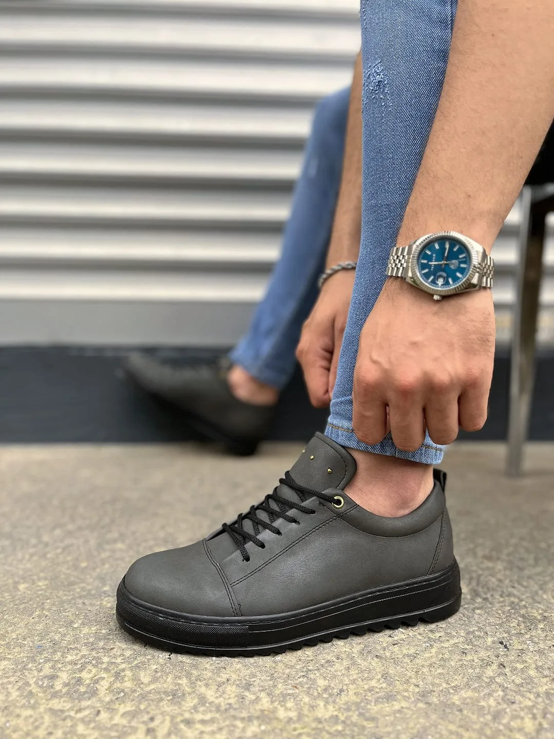 Joy Man JY152 Cool Bağcıklı Cilt Erkek Günlük Spor Klasik Ayakkabı Füme