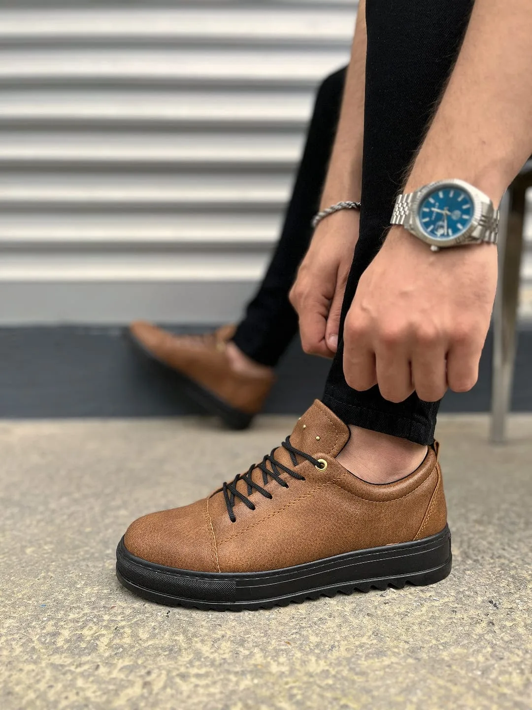 Joy Man JY152 Cool Bağcıklı Cilt Erkek Günlük Spor Klasik Ayakkabı Taba