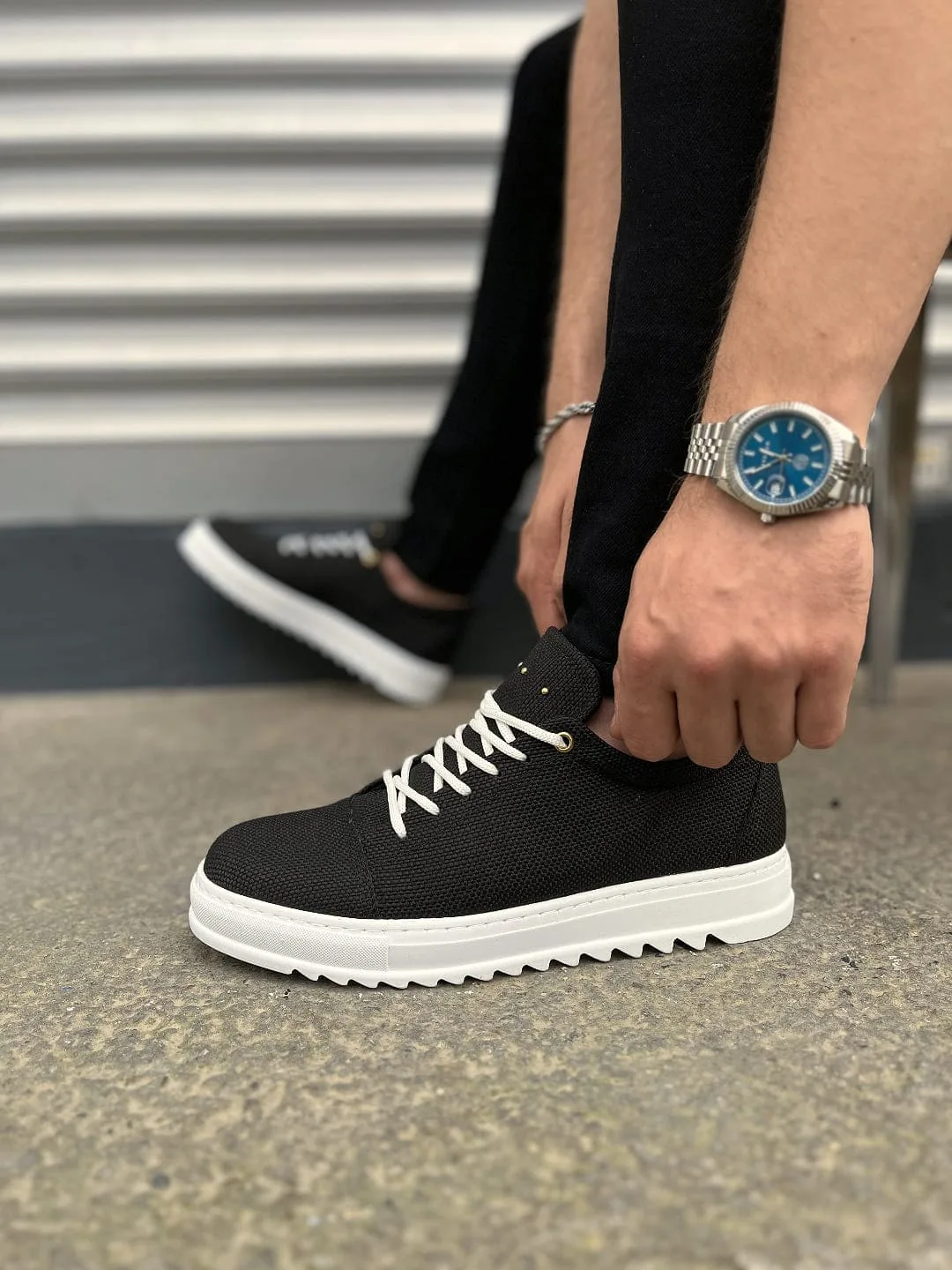Joy Man JY152 Cool Bağcıklı Keten Erkek Günlük Spor Klasik Ayakkabı Siyah