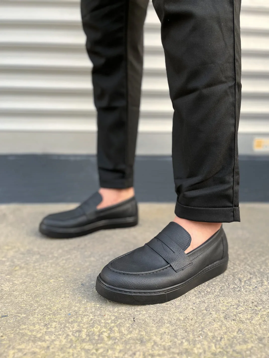 Joy Man JY180 Estilo X Bağcıksız Cilt Erkek Günlük Klasik Ayakkabı Siyah