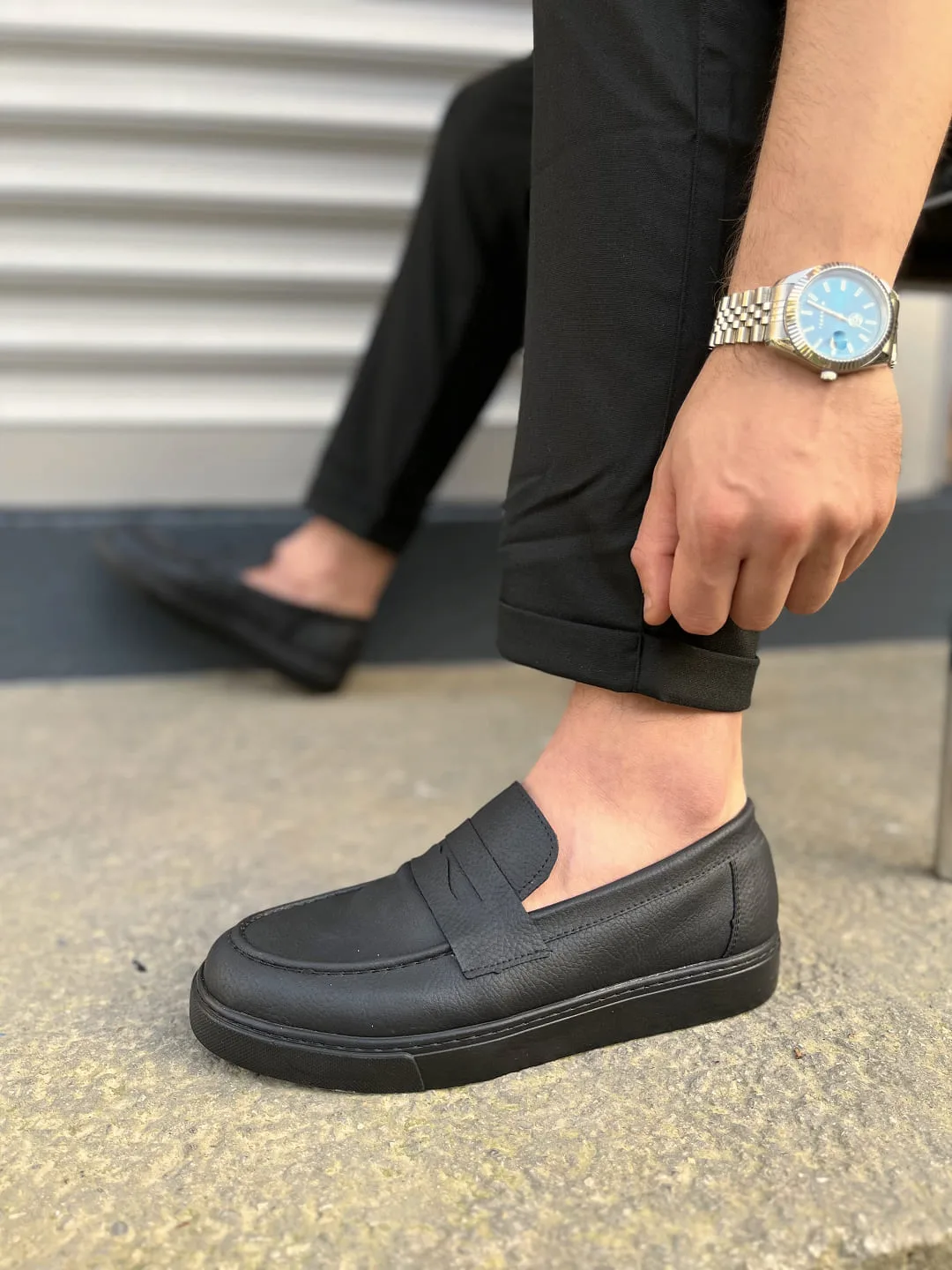 Joy Man JY180 Estilo X Bağcıksız Cilt Erkek Günlük Klasik Ayakkabı Siyah