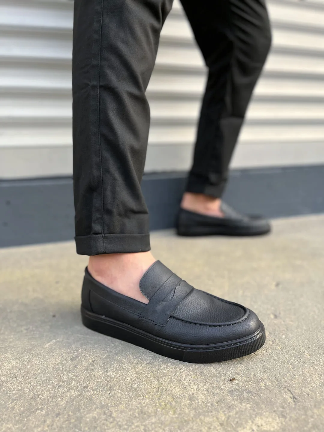 Joy Man JY180 Estilo X Bağcıksız Cilt Erkek Günlük Klasik Ayakkabı Siyah
