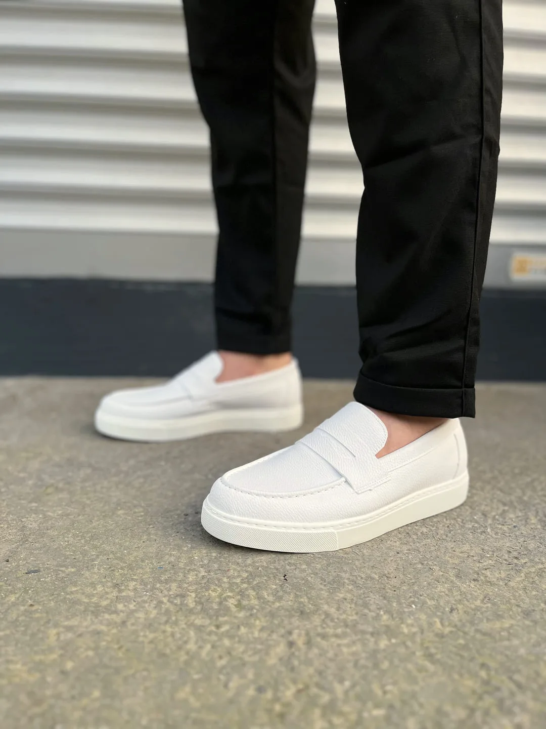 Joy Man JY180 Estilo X Bağcıksız Cilt Erkek Günlük Spor Klasik Ayakkabı Beyaz