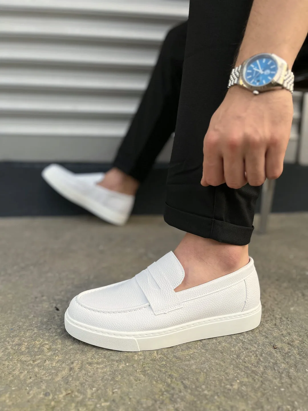 Joy Man JY180 Estilo X Bağcıksız Cilt Erkek Günlük Spor Klasik Ayakkabı Beyaz