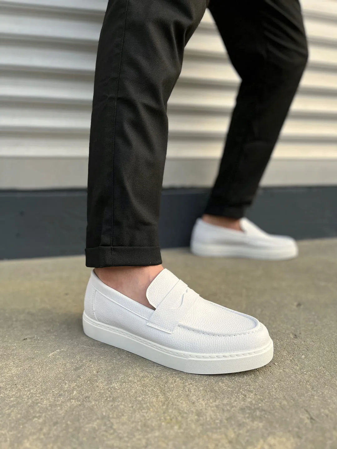 Joy Man JY180 Estilo X Bağcıksız Cilt Erkek Günlük Spor Klasik Ayakkabı Beyaz