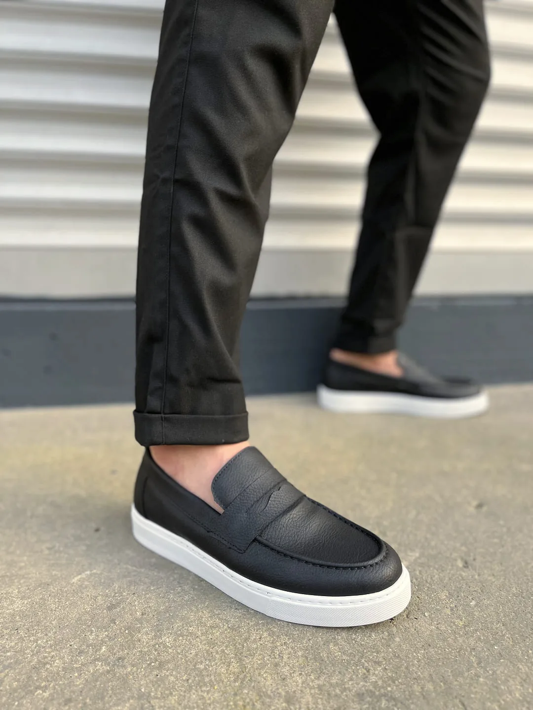 Joy Man JY180 Estilo X Bağcıksız Cilt Erkek Günlük Spor Klasik Ayakkabı Siyah