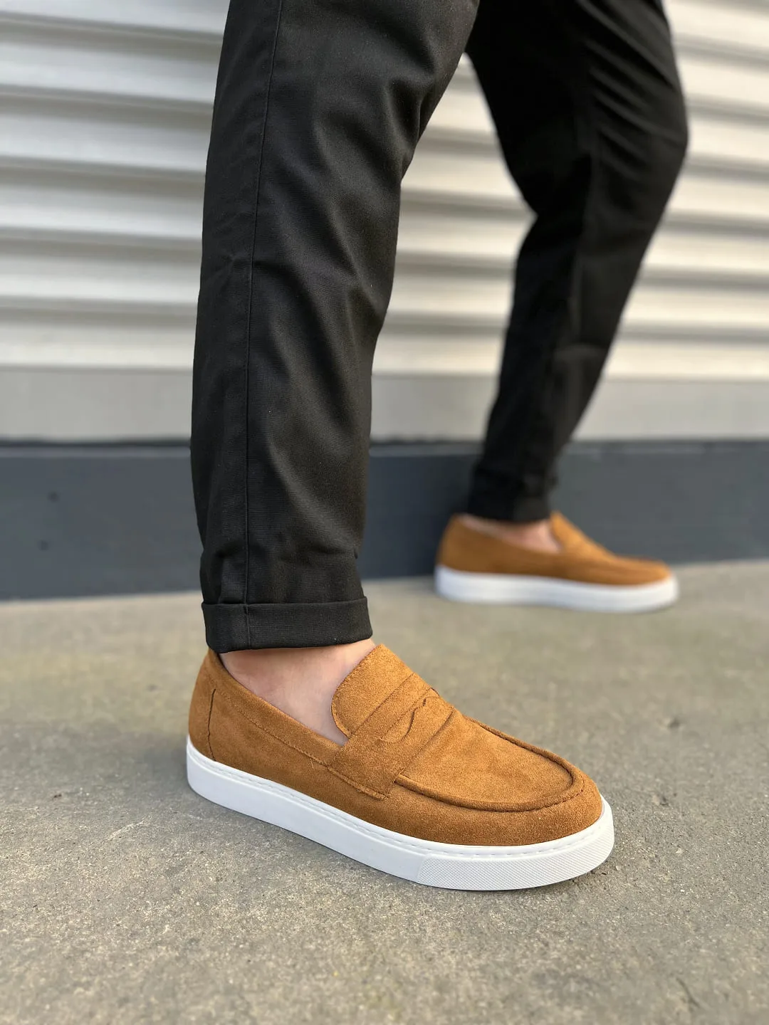Joy Man JY180 Estilo X Bağcıksız Süet Erkek Günlük Klasik Ayakkabı Taba