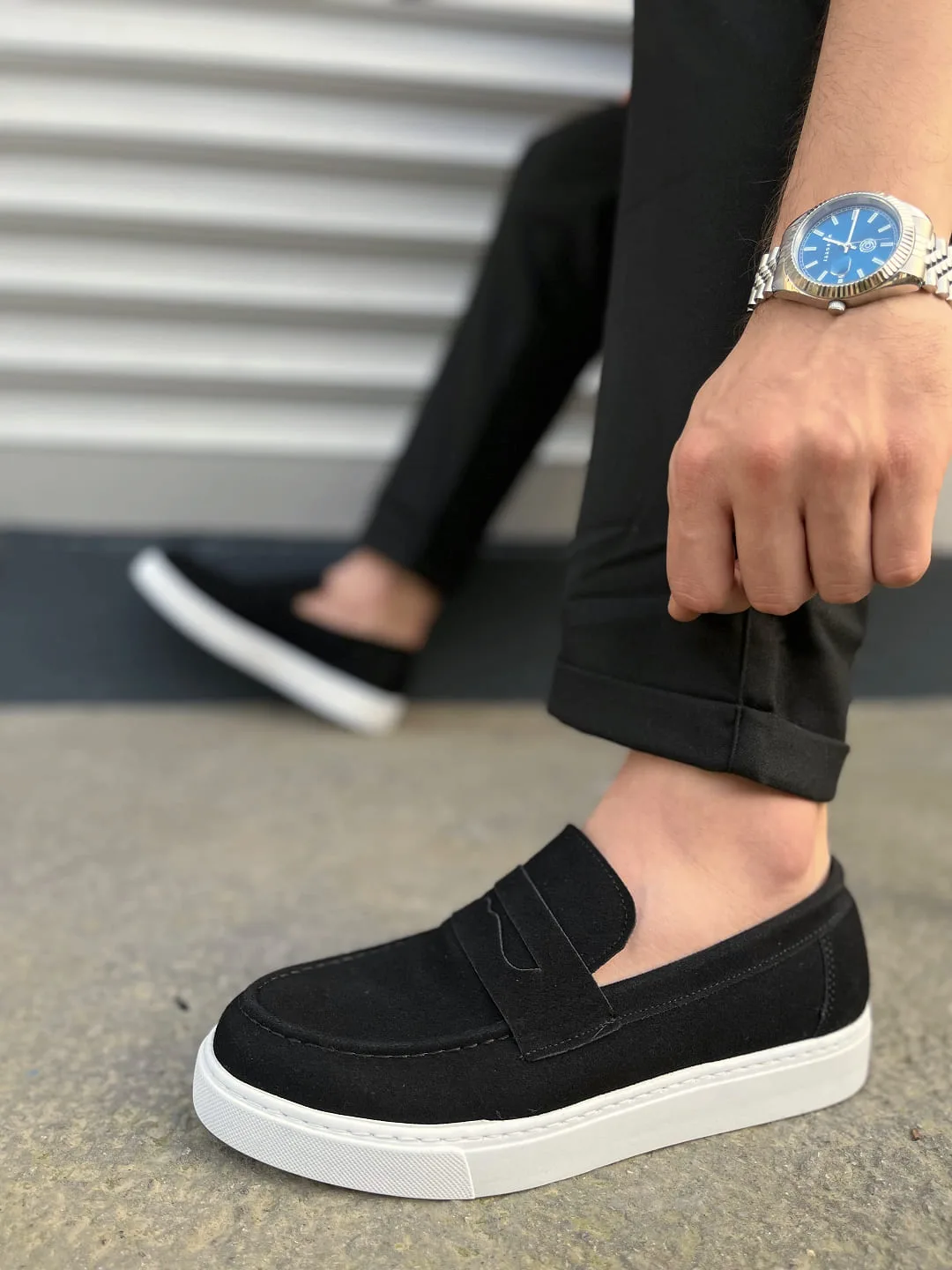 Joy Man JY180 Estilo X Bağcıksız Süet Erkek Günlük Spor Klasik Ayakkabı Siyah