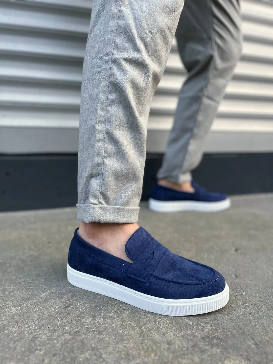 Joy Man JY180 Estilo X Bağcıksız Süet Erkek Klasik Ayakkabı Lacivert