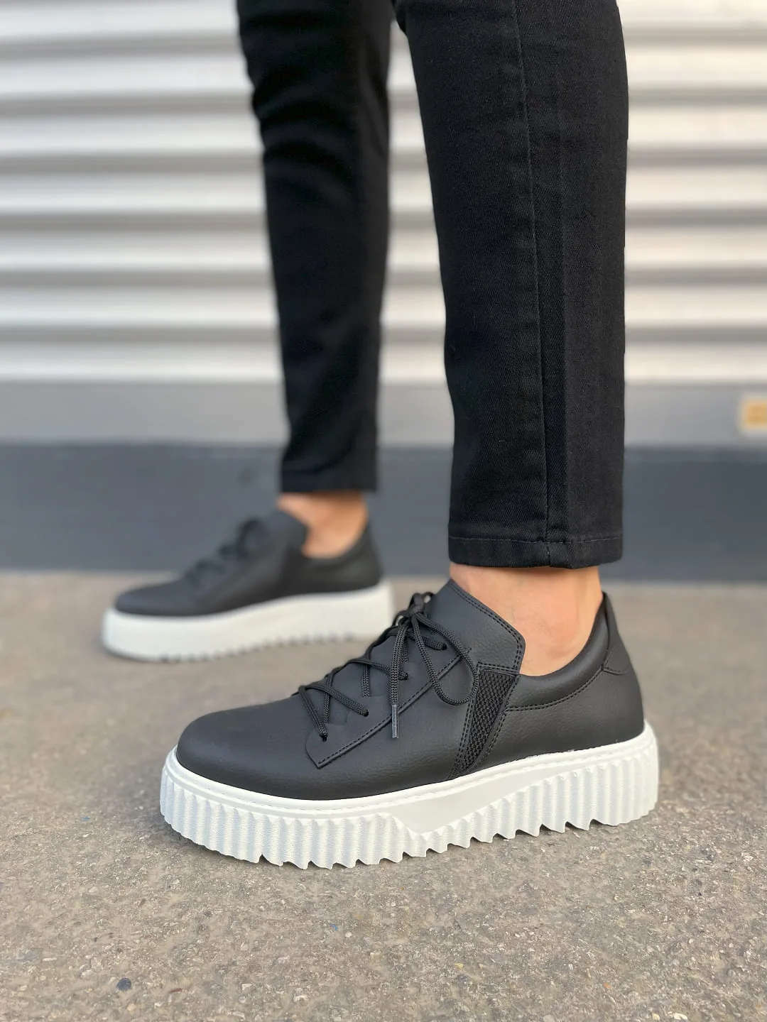 Joy Man JY502 Bold Bağcıklı Erkek Günlük Sneaker Ayakkabı, Siyah