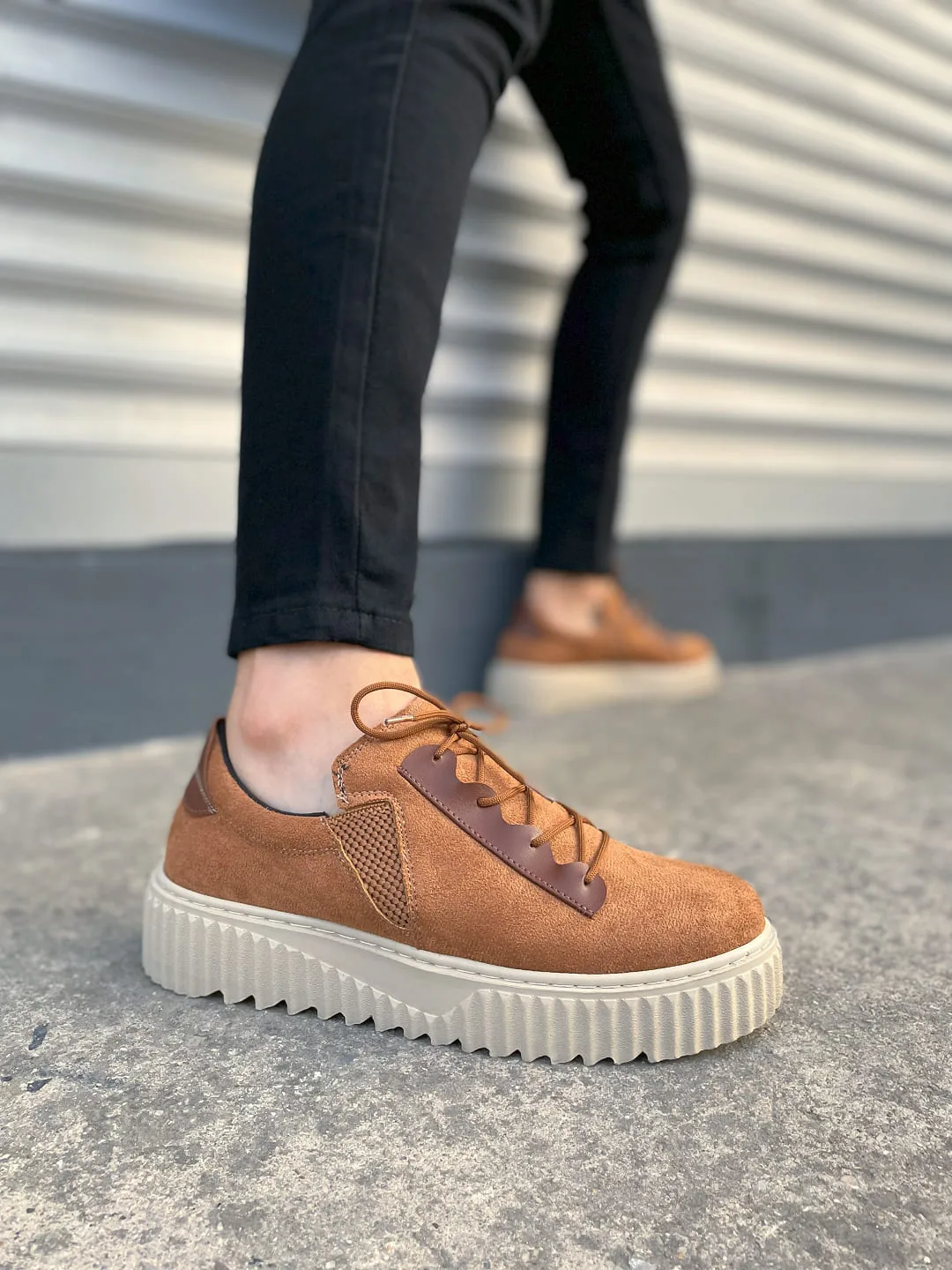 Joy Man JY502 Bold Bağcıklı Süet Erkek Günlük Sneaker Ayakkabı Taba