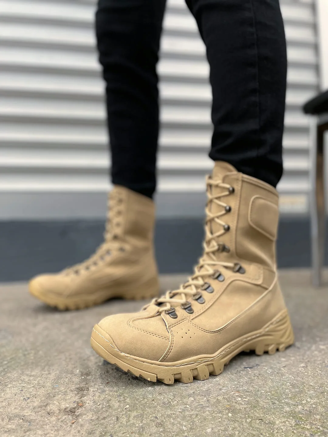 Joy Man JY999 Strike Bağcıklı Ortopedik Taban Günlük Süet Erkek Postal Bot Camel