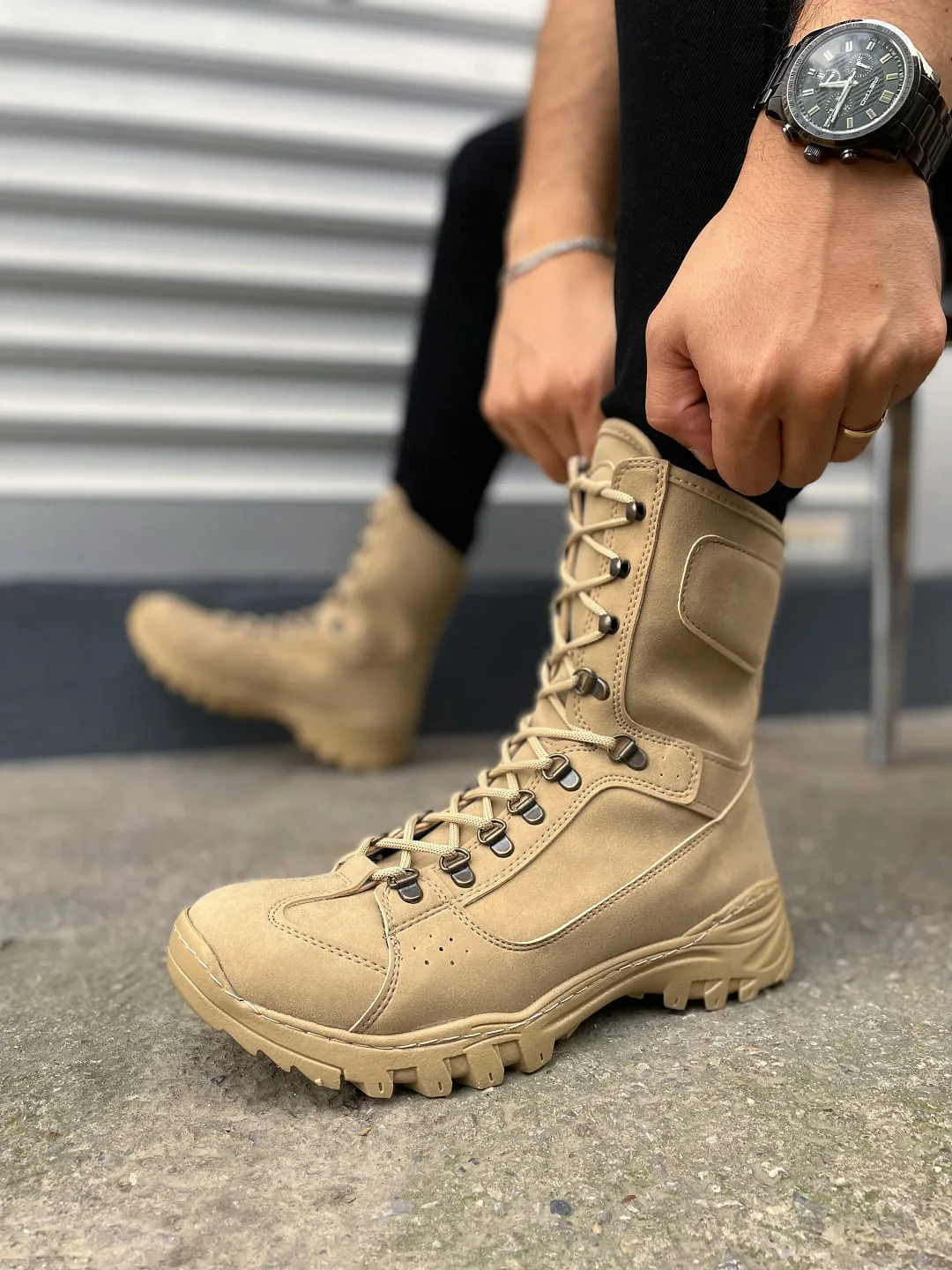 Joy Man JY999 Strike Bağcıklı Ortopedik Taban Günlük Süet Erkek Postal Bot Camel