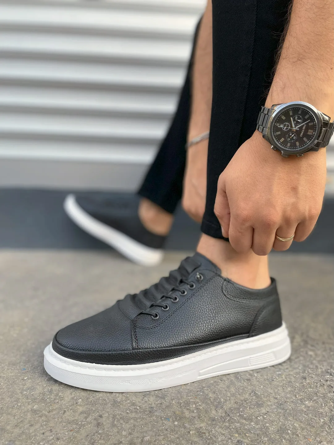 Joy Man Prime Bağcıklı Cilt Erkek Günlük Sneaker Ayakkabı Siyah